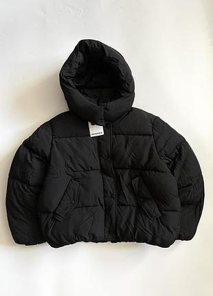 Жіночий пуховик bershka чорний зимова дута куртка бершка puffer jacket