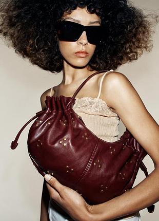 Сумкана плече жіноча бордова zara new