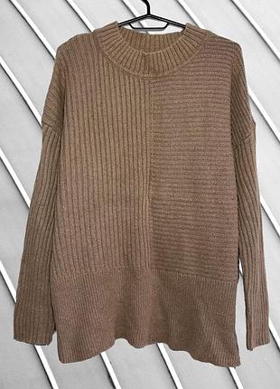 Жіночий светр atmosphere 2xl eu 44 uk 16 ua 50 бежевий джемпер пуловер кофта з коміром стійкою в’язаний светр трикотажний светр жіночий