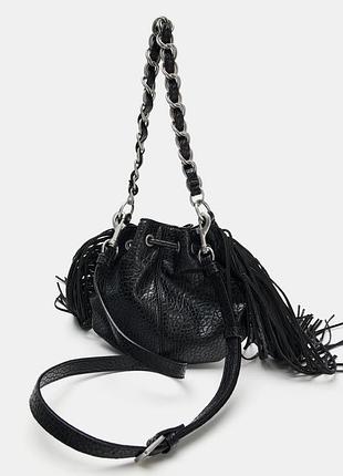 Сумка жіноча чорна з бахромою zara new