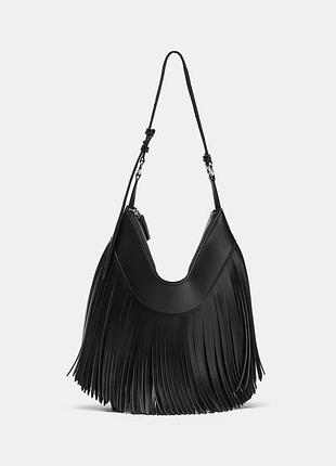 Сумка жіноча чорна з бахромою zara new