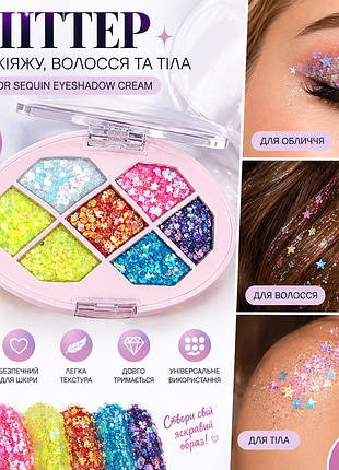 ✨ глиттер для макияжа seven-color sequin eyeshadow cream