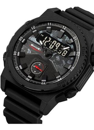 Чоловічий спортивний годинник skmei 2355bk black з комбінованим циферблатом та водозахистом 5 atm