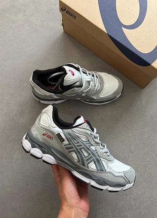 Утепленные зимние мужские кроссовки asics gel-nyc gore-tex winter termo white grey silver ассикс белого с серым и серебристым цветов термо