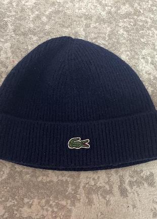Шапка біні унісекс lacoste темно-синя