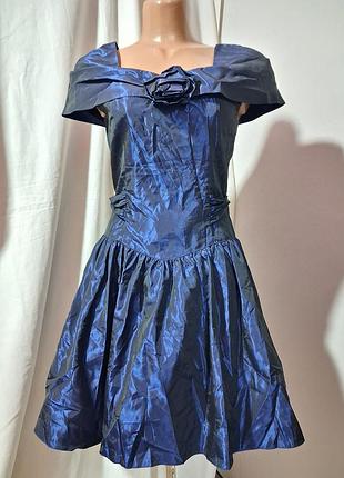 Винтажное синие, короткое пышное платье