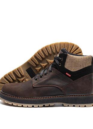 Мужские зимние кожаные кроссовки lv winter brown