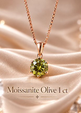 Кольє з муассанітом "olive". муассаніт