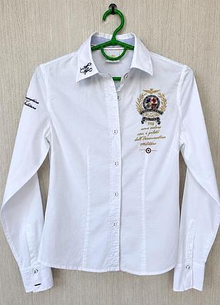 Оригінальна біла сорочка aeronautica militare з вишивкою | розмір xs (made in italy)