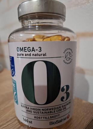 Премиум омега-3 из швеции: biosalma pure &amp; natural (160 капсул) 🇸🇪