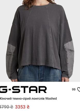 Лонгслів жіночий g-star raw washed темно-сірий