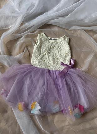 Сукня дитяча spunky kids біла з бузковим 86 розмір