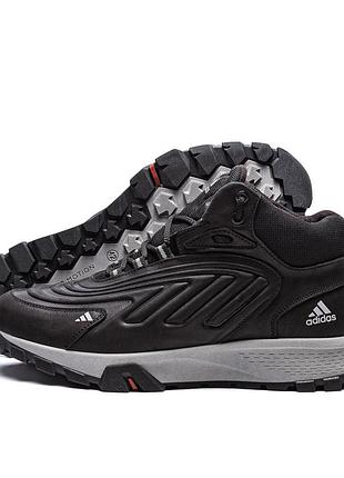 Мужские зимние кожаные ботинки adidas originals ozelia black