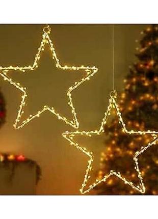 Новорічна світлодіодна фігура "зірка" jiabei led star light, 30 см, на батарейках, тепле біле світло