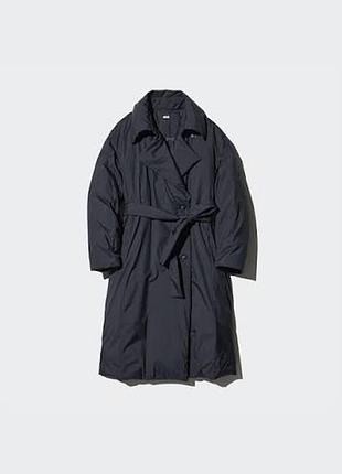 Жіноче довге пухове пальто з поясом uniqlo women's down belted long coat
