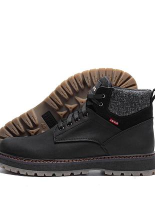 Мужские зимние кожаные кроссовки lv winter black