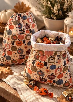 Бавовняний мішечок для подарунків і солодощів на halloween