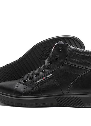 Мужские зимние кожаные ботинки black