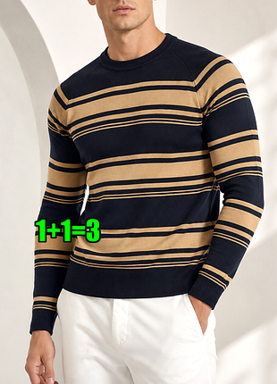 🤩1+1=3 фірмовий чоловічий светр джемпер преміум чорний + беж h&m, розмір 46 - 48