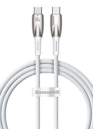 Кабель baseus glimmer series fast charging type-c to type-c 100w (1m) white