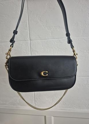 Сумка жіноча coach чорна шкіряна