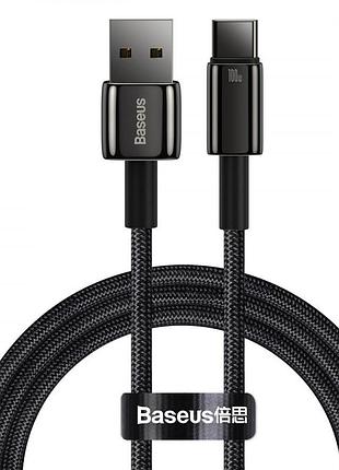 Кабель baseus tungsten gold fast charging data type-c 100w (1m) black