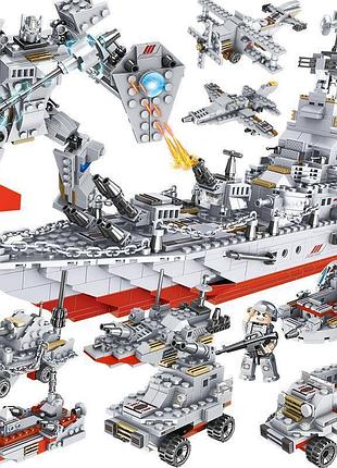 Конструктор військовий корабель 1068 деталей, 45 моделей + подарунковий контейнер