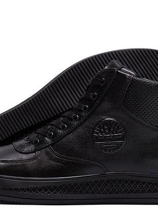 Мужские зимние кожаные ботинки timberland black