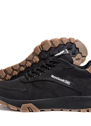 Мужские зимние кожаные ботинки rbk g-step black