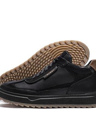 Мужские зимние кожаные ботинки zg black exclusive leather