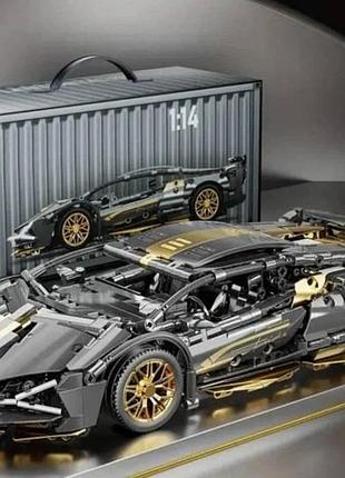 Машинка конструктор lamborghini cyberpunk чорний+золото, масштаб 1:14