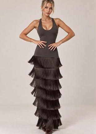 Розпродаж сукня prettylittlething plt label сітка бахрома
