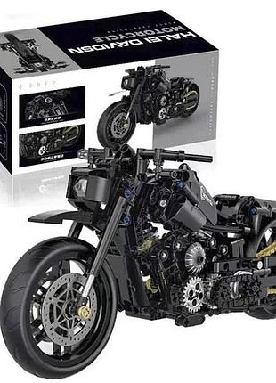 Конструктор мотоцикл bautech harley davidson 1290 black — колекційна модель 1:8, 586 деталей