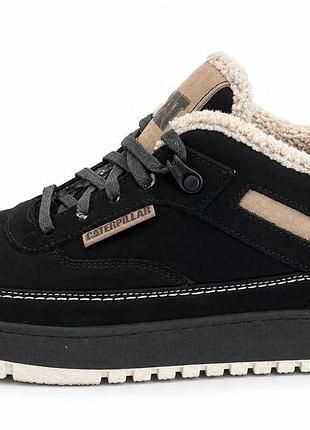 Чоловічі зимові шкіряні черевики cat polar black