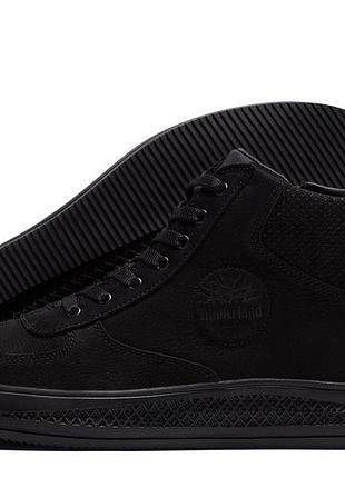Мужские зимние кожаные ботинки timberland black
