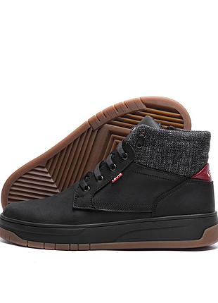 Мужские зимние кожаные кроссовки lv winter black