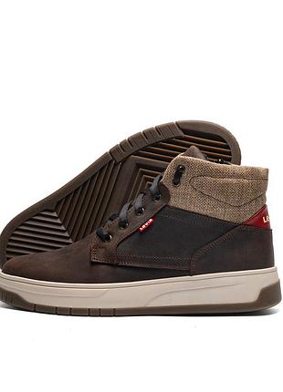 Мужские зимние кожаные кроссовки lv winter brown