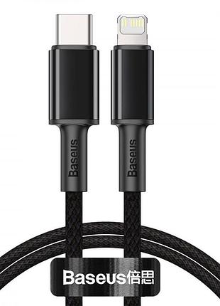 Кабель baseus high density braided type-c to lightning pd 20w (1m) black