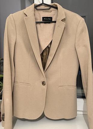 Піджак жіночий massimo dutti з фактурної тканини бежевий