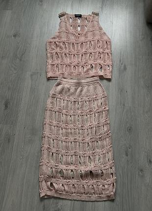 В’язаний комплект chanel — топ + спідниця