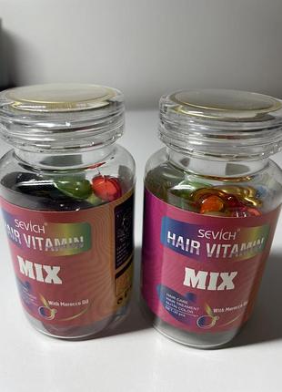 359 грн- за дві упаковки нові вітаміни для волосся 30 шт sevich hair vitamin mix + вітаміни для волосся sevich hair vitamin mix  24 шт почата упаковка
