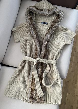 Кардиган з коротким рукавом на капішоном zara