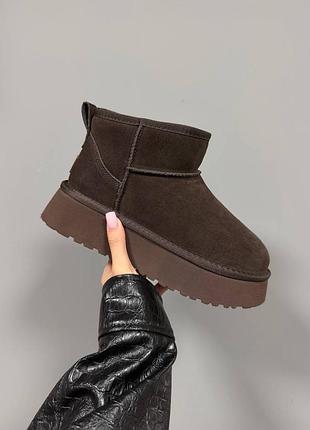 Жіночі ugg ultra mini platform dark cacao suede🤎
