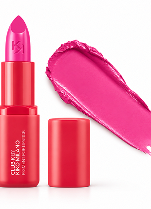 Кремова помада для губ kiko milano club k pigment pop lipstick - 17 extra vibes — неонова рожева (000110-17)