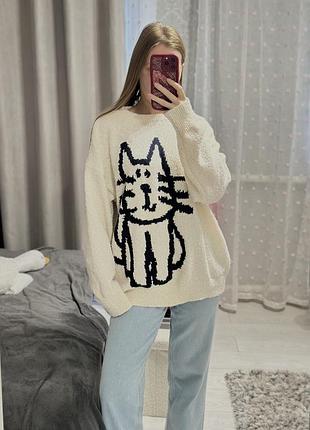 Подовжений светр з котиком
