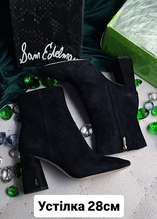 Sam edelman оригінал чорні замшеві жіночі ботильони черевики великого розміру на підборах