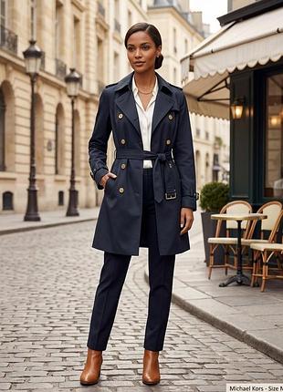 Оригинальный тренч michael kors (размер m) / стильный плащ с золотой фурнитурой