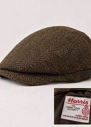 Преміальна твідова кепка harris tweed (розмір 60) зі шкіряним ремінцем
