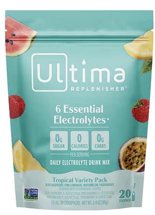 6 essential electrolytes, суміш для щоденного підтримання рівня електролітів, тропічний набір, 20 пакетиків-стіків, 69 г (2,4 унції)