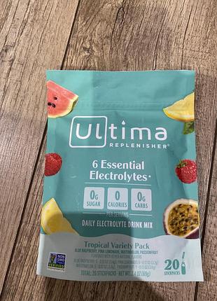 6 essential electrolytes, суміш для щоденного підтримання рівня електролітів, тропічний набір, 20 пакетиків-стіків, 69 г (2,4 унції) 3